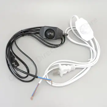 1,8 M Black White ES MUMS Plug Regulējamas, Slēdzis, Kabelis Gaismas Modulators Lampu Līnijas Dimmer Controller Galda Lampa, strāvas vads AC110V 220V