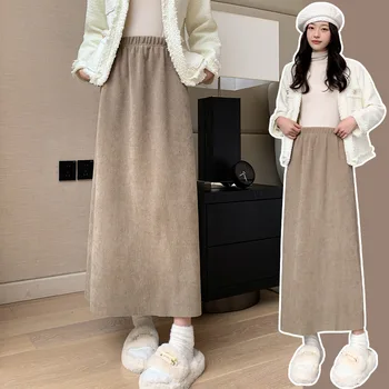 2023 Jaunu Modes Rudens Ziemas Korejas Cietā Adīti Sieviešu Svārki Elastīgi Augsta Vidukļa Sadalīt Sieviešu Universāls Vienkāršs H947