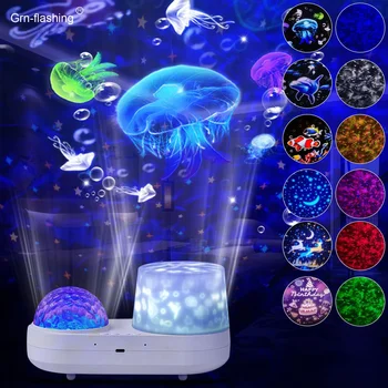 360 grādu Dinamisku Okeāna Projekcijas Gaismas USB Romantisku Atmosfēru Gaismas LED Gultas Nakts Gaisma ar Mūziku Bērniem, Baby Dāvanas