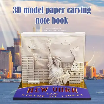 3D Mākslas Amatniecības Note Pad Trīsdimensiju Papīra Mākslas Notepad DIY Radošo Dāvanu Ņujorkas Skulptūru Non-Stick Lapiņas