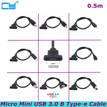 50cm Augsta Ātruma USB-C USB 3.0 2.0 B Mikro Mini USB Type-C vīriešu, sieviešu Mikrouzņēmumu B 3.0 sieviešu Mobilo Cietā Diska Datu Kabeli