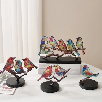67JE Mākslas Putnu Ornamentu Mākslas Putnu Statuetes Dzīvoklis Double Sided Krāsains Putni Lieliska Dāvana Amatniecības Mīļotājiem