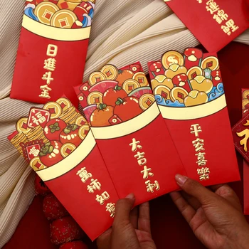6Pcs Ķīniešu Jaunais Gads Laimīgs Sarkanā Aploksnē Simbols Pūķis Gads, 2024 Naudu Kabatā Aploksni Zodiaka Pūķis Kabatas Jauno Gadu Piederumi