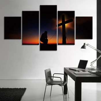 Audekla Apgleznošana Sienu Mākslas Ietvaros HD Izdrukas 5 Gabali Jēzus Kristus Attēlu, Plakātu, Mājas Dekoru