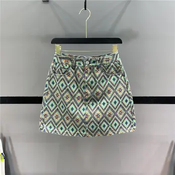 Augsta Vidukļa Slim-line Hip Pakete Universāls Mini Svārki Faldas Mujer Moda 2023 Streetwear Kawaii Argyle Drukas Unikālo Y2k Jupe