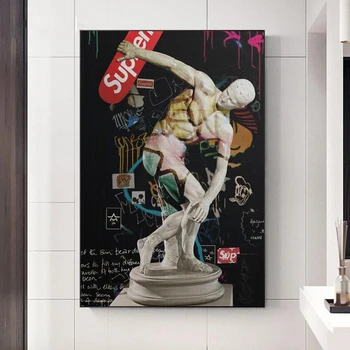 Deivids Galvas Skulptūru, Statuju Grafiti Mākslas Audekls Gleznošanai Plakāti un Izdrukas Wall Street Art Attēlus viesistaba, Mājas Dekoru