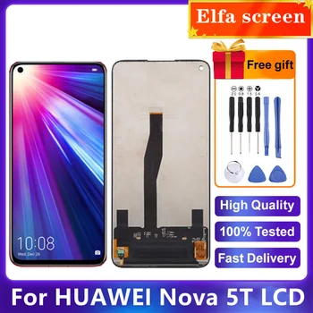 Displeja Huawei Nova 5T LCD Displejs, Touch Screen ar Kadru Nomaiņa uz Nova 5t 5 t, YAL-L21 L61A L61D L71A LCD Ekrāns
