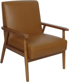 DlandHome Akcents Krēsls, Dzīvojamā Istaba PU Ādas Krēslā, Vienu Sofa Atpūtas Krēsls ar Stipriem Koka Rāmja, WH-5091