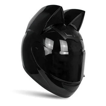 Dot Moduļu Noņemams Kaķu Ausis Ķivere Ar Pilnu Sejas Dual Sejsegu Flip Up Moto Ķivere Motociklu Ķiverēm