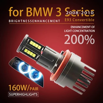 Eņģeļu Acis 120W h8 Super Balta 6000k Halo Gredzenu, LED Gaismas, 2008. - 2010. gadā BMW 3. Sērijas E93 Convertible (Pre-LCI) Super Spilgti
