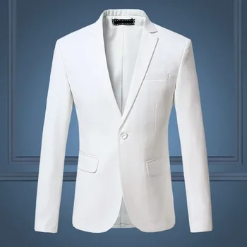 Galvenais Veicināšana par Vīriešu Mazo Tērpi White tīrtoņa Krāsu Gadījuma Vienā Rindā Vienu Pogu, Slim Fit Lielā Izmēra