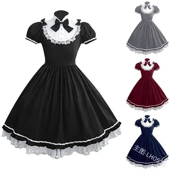 Gothic Vintage Lolita Kleita Japāņu koledžas pils princese kleita mežģīņu Laternu Piedurknēm Cute Puse Kleitas sweet lolita vestidos