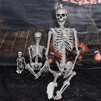 Halloween Skelets Figūriņas Ar Reālistiskiem Cilvēka Skelets Ar Kustamo Locītavas Viltus Cilvēka Galvaskausa Kaulu Aksesuārus Karājas Māja Šausmu Rotaļlietas