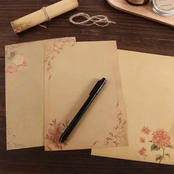 Ielūgumu Ziedu Desig Vēstuli Papīra Kuģi Papīra Kraftpapīrs ar Virvi Retro Vintage Vēstuli Pad Rakstiski Papīra Aploksnē