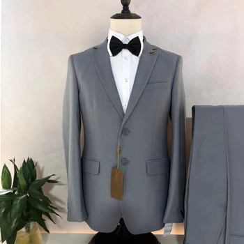 (Jaka + Bikses) Vīriešu Uzvalku Divus Gabalus, 2023 Jauno Augstas klases Oficiālu tīrtoņa Krāsu Slim Fit Boutique Business Modes Vīriešu Apģērbu Komplekts