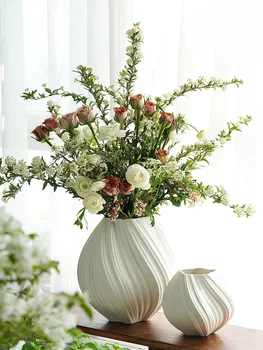 Keramikas vāze matēts high-end ziedu kompozīcijas, vāze mūsdienu minimālisma mājas dzīvojamā telpu dekorēšana Instagram stila ziedu organizēt