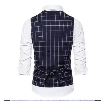Kleita Homme Kāzu Ikdienas Biznesa Puse Modes Pleds Svītrainām Izmēri Eiropas Topi Apģērbi Oficiālu Veste 3XL-S Stils Vīriešiem