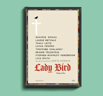 Lady Bird Klasisko Filmu Audekla Plakāta Mājas Sienas Gleznojums Apdare (Bez Rāmja)