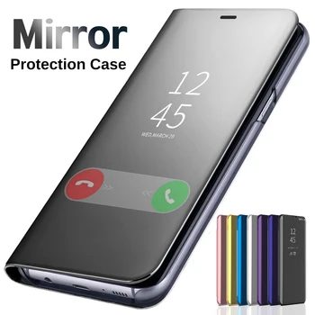 Luksusa Smart Mirror Flip Case For Samsung Galaxy S20 S21 S22 S8 S9 S10 Ultra Piezīme 8 9 10 20 Plus S7 FE S10e S20FE Segtu Coque