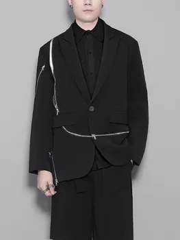 Līdz 2023. gada rudenī jaunu oriģinālu tumši Hong Kong stilā Amerikāņu rāvējslēdzēju līmēšana dizaina uzvalks jaka jaka vīriešiem