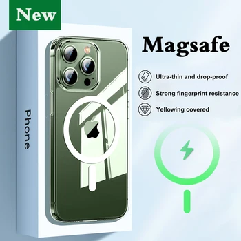 Magnētiskā Skaidrs, Silikona Tālrunis Lietā Par IPhone 15 14 13 12 11 Pro Max Mini X XS Max XR 7 8 Plus Magsafe Bezvadu Maksas seguma