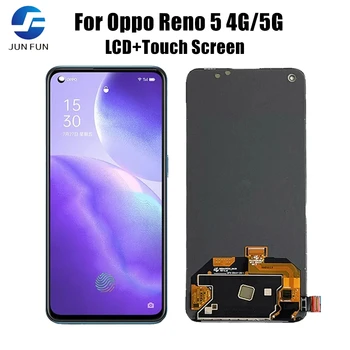 Oriģināls par Oppo Reno 5 4G CPH2159 Lcd Displejs, Touch Screen Digitizer Montāža Oppo Reno5 5G PEGM00, PEGT00, CPH2145 LCD