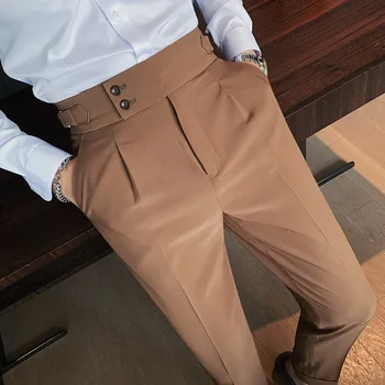 Pavasara Rudens Britu Stila Business Slim Vīriešu Uzvalku Bikses korejas Modes Augsta starām. Ikdienas Bikses Oficiālu Sociālo /Dress Bikses