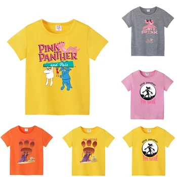 Pink Panther Tshirt Bērniem, Topi, t-veida T-krekls Pusaudzis Anime Streetwear Modes Boca T Krekls Kazlēnu Dzimšanas dienu un Jaunā Gada Dāvanu