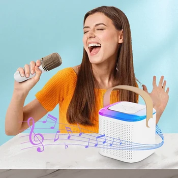 Portatīvā Bluetooth 5.3 Skaļruņu Sistēma Ar 2 Bezvadu Mikrofoni, Mājas Dziedāšanas Skaļruni Viegli Uzstādīt