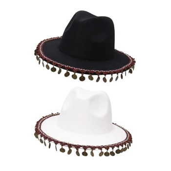 Pušķi Kovboju Cepure Sieviešu Bārkstis Cepuri Rietumu Cowgirl Cepures Puse Aksesuārus Kostīms