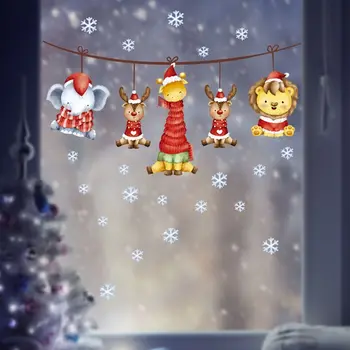 PVC Ziemassvētku Dzīvniekiem, Uzlīmes Mākslas Decal pašlīmējošas Festivāls Logu Uzlīmes DIY Ūdensizturīgs sniegpārslas Sienas Uzlīmēm, Mājas Dekoru
