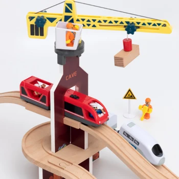 Rokas-Uz Koka Dziesmu Piederumi Burvju Dzelzceļa Automašīnu Jautri Karājas Torņa Celtnis Rotaļlietas Inženiertīklu Būvniecību Zēns Dāvanu