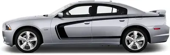 Rūpnīcas Amatniecības C-Svītru Pusē Grafikas Komplekts 3M Vinila Decal Wrap Saderīgs ar Dodge Charger 2011. - 2014. Gadam - Matēts Melns