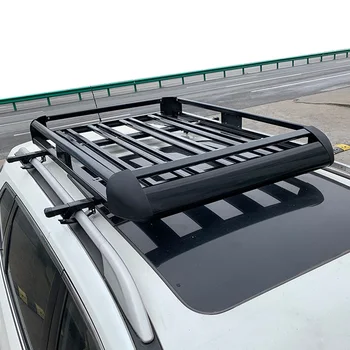 Sabiezinātas alumīnija sakausējuma auto jumta bagāžnieks divslāņu melnu rāmi bagāžas grozu Universal