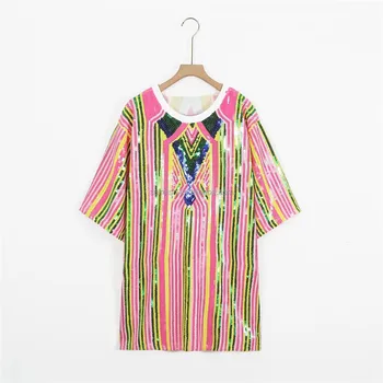 Saireish Jauns Krāsains Sequin Krekls Kleitas Amerikāņu Drēbes Sievietēm