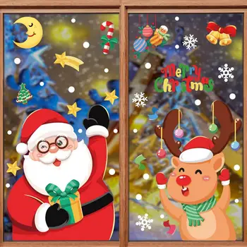 Santa Claus Logu Uzlīmes, Svētku Ziemas Logu Piekļaujas Bagāti Ziemassvētki Elementi Gudrs Brīvdienu Stikla Bērniem 