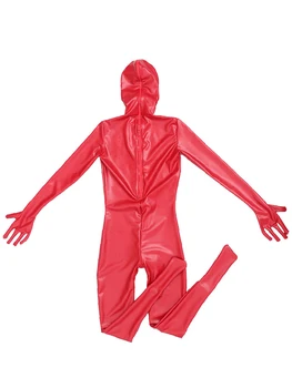 Sexy Zentai Lateksa Spandex Naftas Spīdīgu Unitard Pilnībā Segtu Jumpsuit Augsti Elastīgs Vīriešu Bodysuit Maisiņš Ar Apvalku, Nakts Klubs Tērpiem