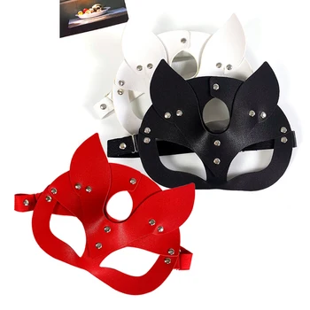 Sieviešu Cosplay Seksīga Kaķu Ausu Masku Halloween Puse Cosplay Kostīmu Eyemask Ādas Masku Kostīmu Accesssory