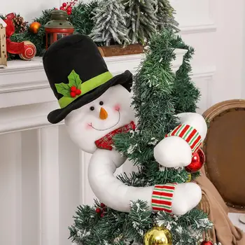 Sniegavīrs Ziemassvētku Eglīte Cilindrs Auduma Ziemassvētku Eglīte Cilindrs Svētku Eglīšu Cilindrs Glītu Karikatūra Ilgi Roku Santa Claus