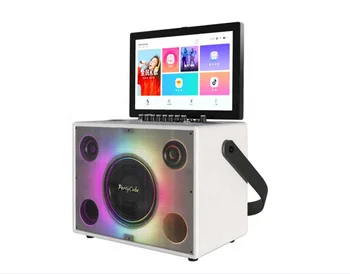 Stand portatīvie touchscreen partycube 14.1 collu smart K-dziesmu izklaides karaoke bluetooth ūdensizturīgs āra dārza skaļrunis