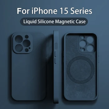 Sākotnējā Šķidruma Silikona Magnētisko Gadījumos, iPhone 15 13 12 11 14 Pro Max Mini XS XR X 8 Plus Magsafe Gadījumā Tālruņu Piederumi