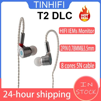 TinHiFi T2 DLC HiFi Ivps Ausī Vadu Monitori Austiņas 2Pin 0.78 MM un 3,5 mm Savienotāju 10MM Dinamisku Flagmanis Dinamisku Vadītāja