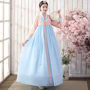 Tradicionālās korejiešu Hanbok Sieviešu Tērpu korejas Sniegumu Deju Etnisko Stilu, Tiesa, Kostīmu Iestatīt Foto korejas Kostīms Komplekts