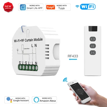 Tuya Smart Dzīves WiFi Aizkari Rullo Žalūzijas, Slēģus RF433 Slēdzis Modulis Remote Ar Alexa Mājas Kontroles