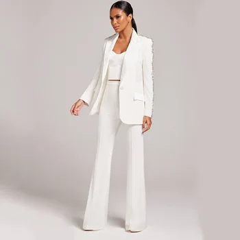 Unikāla Sieviešu Uzvalks Flash Puse Office Biznesa Smagā Rūpniecība Nagu Fāzēm Dimanta Slim Fit Uzvalks Mikro Dusmas Bikses noteikti Divi Gabali
