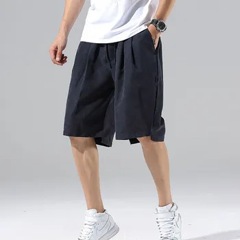 Vasarā Jauni Vīrieši Cietā Lielizmēra Kravas Šorti Basketbola Sporta Baggy Jorts Elastīgs Viduklis Streetwear Vintage Modes Vīrietis Gadījuma Bikses