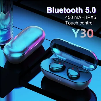 Y30 TWS Bezvadu Austiņas Bluetooth 5.0 Austiņas HiFi Skaņas Stereo Sporta Earpods austiņas ar Mikrofonu priekš IPhone Android Tālrunis