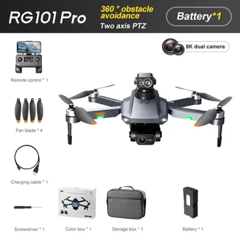 Šķērslis Papildu Brushless Motor RC Salokāms Dron RG101 Pro Profesionālās Drones 6K HD Dual Kameras GPS